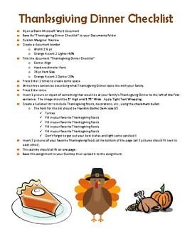 Thanksgiving Dinner Checklist - Microsoft Word Project by Margaret Sandage