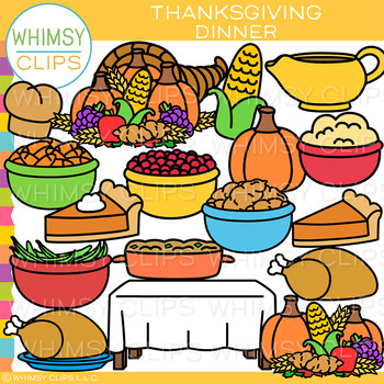 Preview of Dinner Foods for Thanksgiving Clip Art