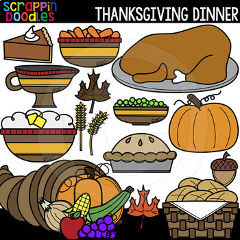Thanksgiving Dinner Clip Art by Scrappin Doodles | TpT