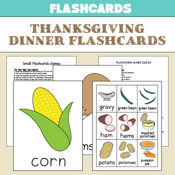 Preview of Thanksgiving Dinner Clip Art Flashcards with 4 Game Ideas for ELA or EFL / ESL