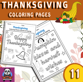 Preview of Thanksgiving Dinner Coloring Pages | Turkey Day Coloring Sheets Quotes & Saying