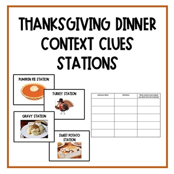 Preview of Thanksgiving Dinner Context Clues Stations