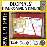 Thanksgiving Math Decimal Task Cards