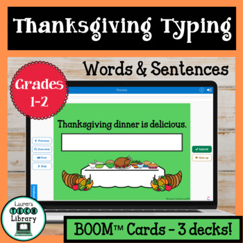 Preview of Thanksgiving Dinner Digital Word and Sentence Typing Boom™ Cards