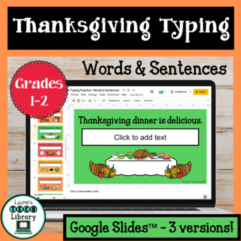 Preview of Thanksgiving Dinner Digital Word and Sentence Typing in Google Slides™