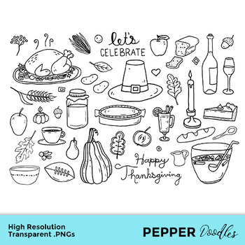 black and white thanksgiving food clipart