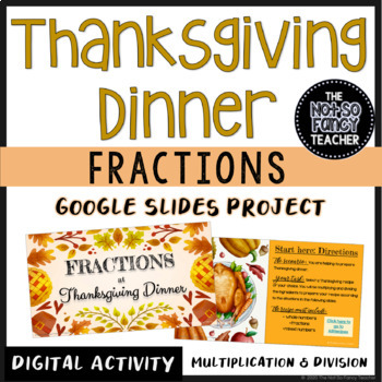 Preview of Thanksgiving Dinner Fractions Digital Google Slides Project - Distance Learning