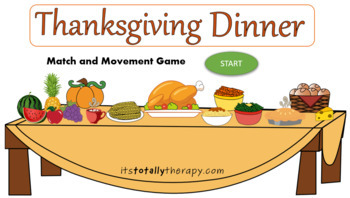 Preview of Thanksgiving Dinner Match and Movement Game