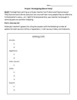 Preview of Thanksgiving Dinner Party Linear Equation Activity