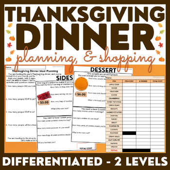 Preview of Thanksgiving Dinner Planning & Shopping - Life Skills - Math Skills
