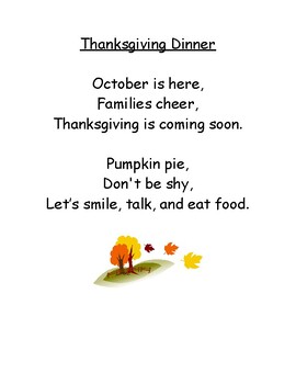 Thanksgiving Dinner Poem By Joyful Jolly Teacher 