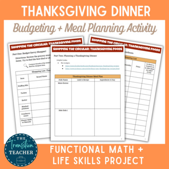 Preview of Thanksgiving Dinner Menu Planning | Budgeting and Shopping Activity Life Skills
