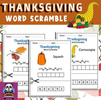 Preview of Thanksgiving Dinner Word Scramble Puzzle | Turkey Day Word Scramble Game