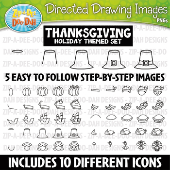 Preview of Thanksgiving Directed Drawing Images Clipart Set {Zip-A-Dee-Doo-Dah Designs}