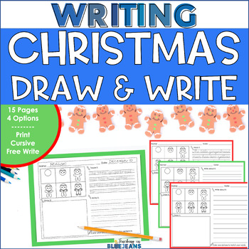Preview of Christmas Directed Drawing Writing Pages w/Print Cursive Handwriting Practice