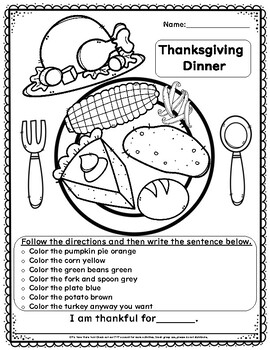 Preview of Thanksgiving Direction Following