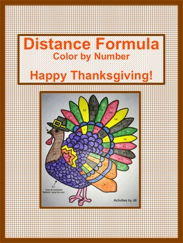 Preview of Thanksgiving Distance Formula Color by Number (Distance Learning)