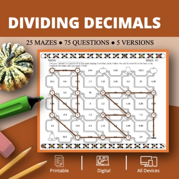 Preview of Thanksgiving: Dividing Decimals Maze Activity
