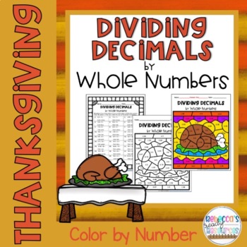 Preview of Thanksgiving Dividing Decimals by Whole Numbers Color by Number