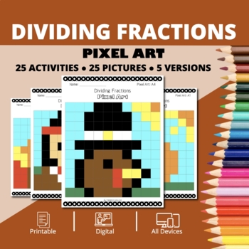 Preview of Thanksgiving: Dividing Fractions Pixel Art Activity