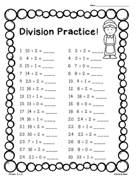 thanksgiving division practice worksheet pack 4 sheets division