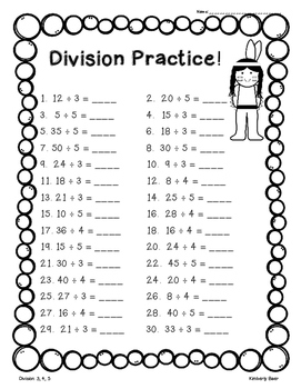 Thanksgiving Division Practice Worksheet Pack - 4 Sheets ...