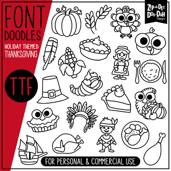 Preview of Thanksgiving Doodle Font {Zip-A-Dee-Doo-Dah Designs}