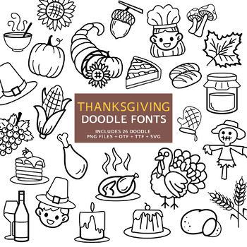 Preview of Thanksgiving Doodle Fonts, Instant File otf, ttf Font Download