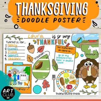 Preview of Thanksgiving Doodle Poster (or Placemat!)