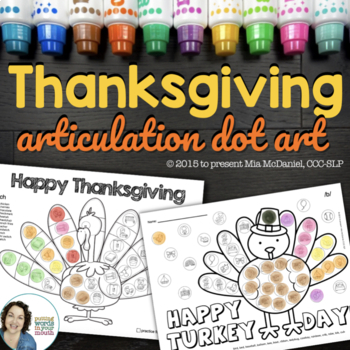 Preview of Thanksgiving Dot Art for Articulation NO PREP & HIGH TRIALS for Speech Therapy