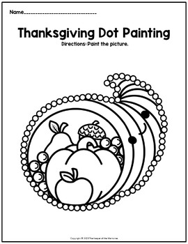 Thanksgiving Dot Painting Printable Worksheets by The Keeper of the ...