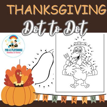 Preview of Thanksgiving Dot To dot Coloring Worksheets | Connect Dots Clipart HOLIDAY