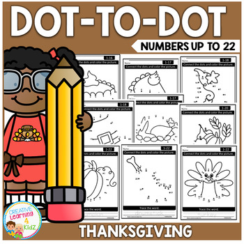 Preview of Thanksgiving Dot to Dot Worksheets Counting up to 22 Connect the Dots