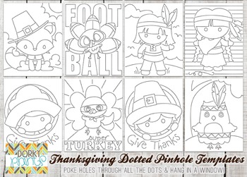 Preview of Thanksgiving Dotted Pin Hole Art Templates
