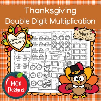 Preview of Thanksgiving Double Digit Multiplication