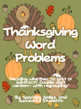 Preview of Thanksgiving Double Digit Word Problems