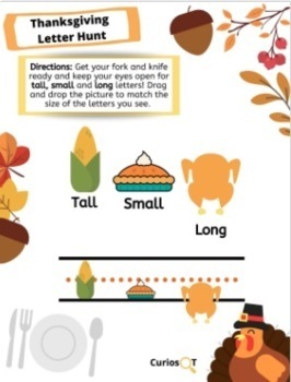 Preview of Thanksgiving Drag and Drop Letter Size Worksheet