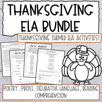 Preview of 4th and 5th Grade Thanksgiving ELA Activity Pack | Thanksgiving Reading