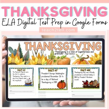 Preview of Thanksgiving ELA Activities Grammar Test Prep Digital Google Classroom
