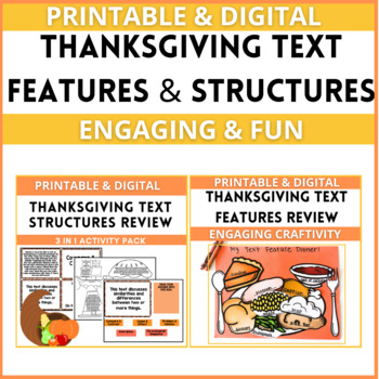 Preview of Thanksgiving Text Structures Text Features