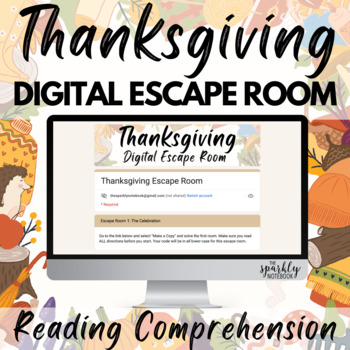 Preview of Thanksgiving ELA Digital Escape Room - Common Core Aligned