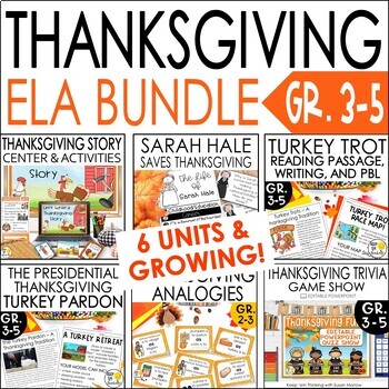 Preview of Thanksgiving ELA Enrichment Activities Bundle