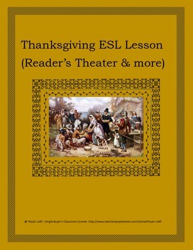 Preview of Thanksgiving ESL Lesson (Reader's Theater & more) - Intermediate/Advanced Levels