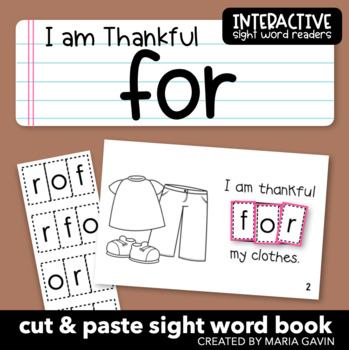 Preview of Thanksgiving Emergent Reader: "I Am Thankful FOR" Sight Word Book