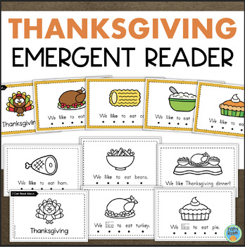 Preview of November Thanksgiving Emergent Reader Kindergarten Sight Words & Vocabulary