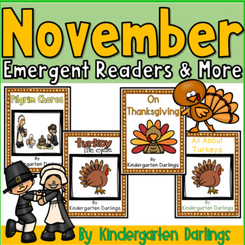Preview of Thanksgiving Emergent Readers, Non-Fiction Writing, Math & Literacy Centers