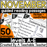 Thanksgiving Emergent Readers for Reading Levels A-E