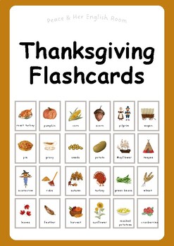 Preview of Thanksgiving English Vocabulary Flashcards  [FREE Version, 4 Cards]