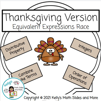 Preview of Thanksgiving Equivalent Expressions Race Activity - Digital Game