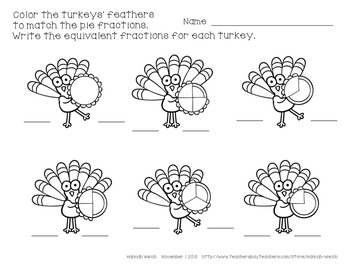 Thanksgiving Equivalent Fractions Freebie by Hannah Welch | TpT